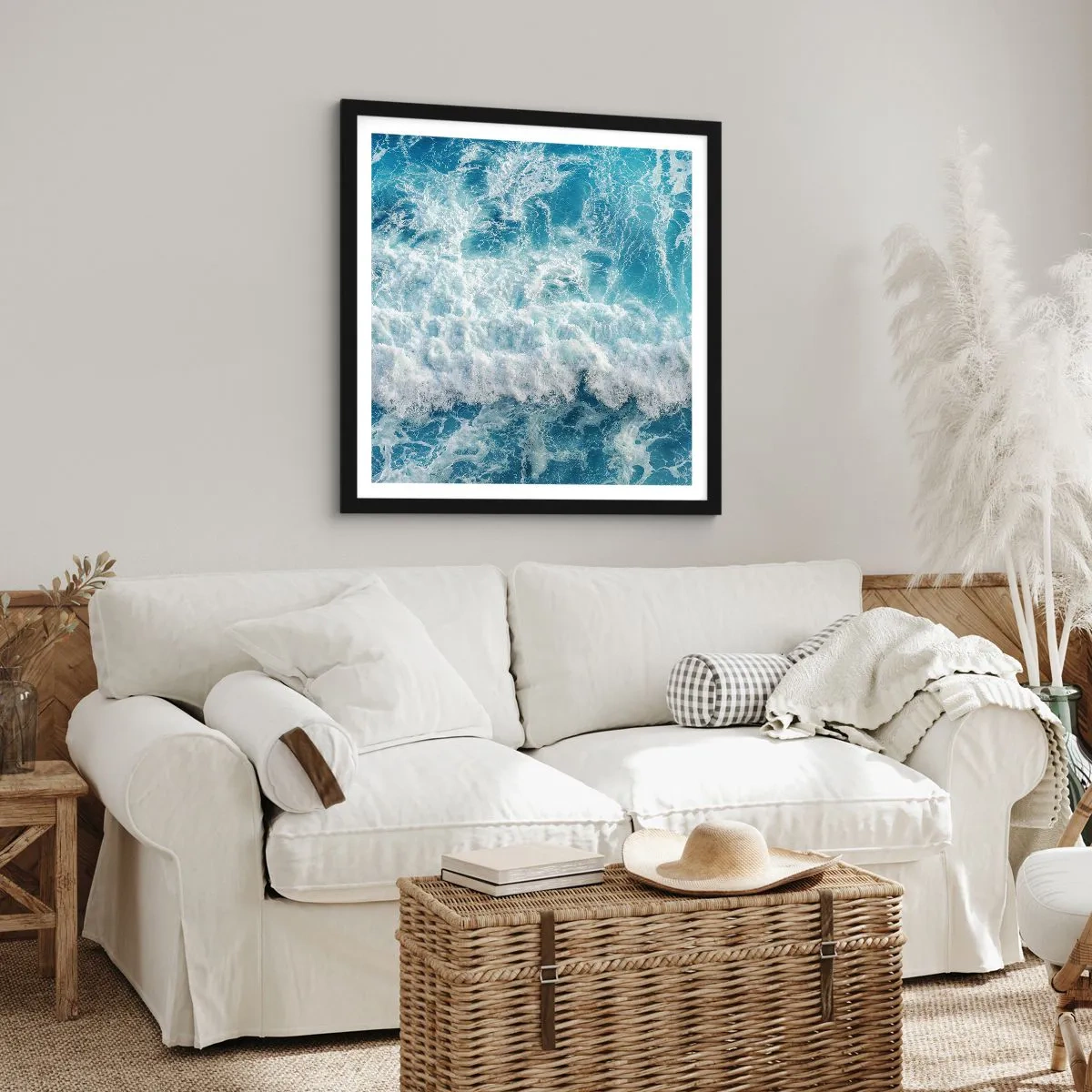 Affisch i svart ram - Glatt och hoppande - 40x40 cm