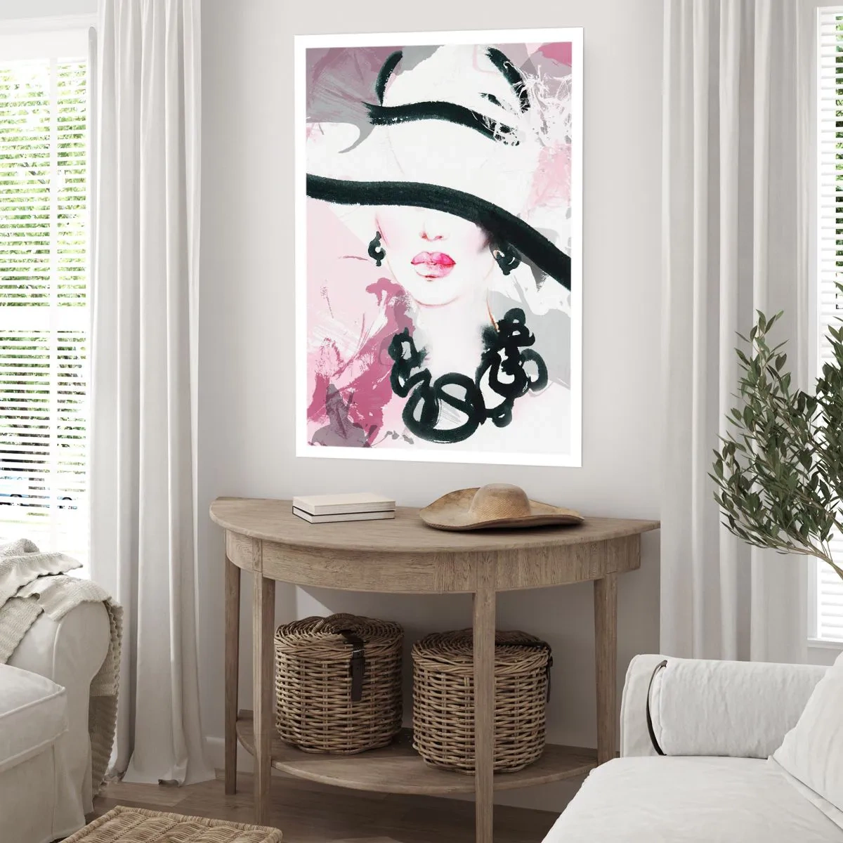 Affisch - En damportätt i svart och rosa - 40x50 cm