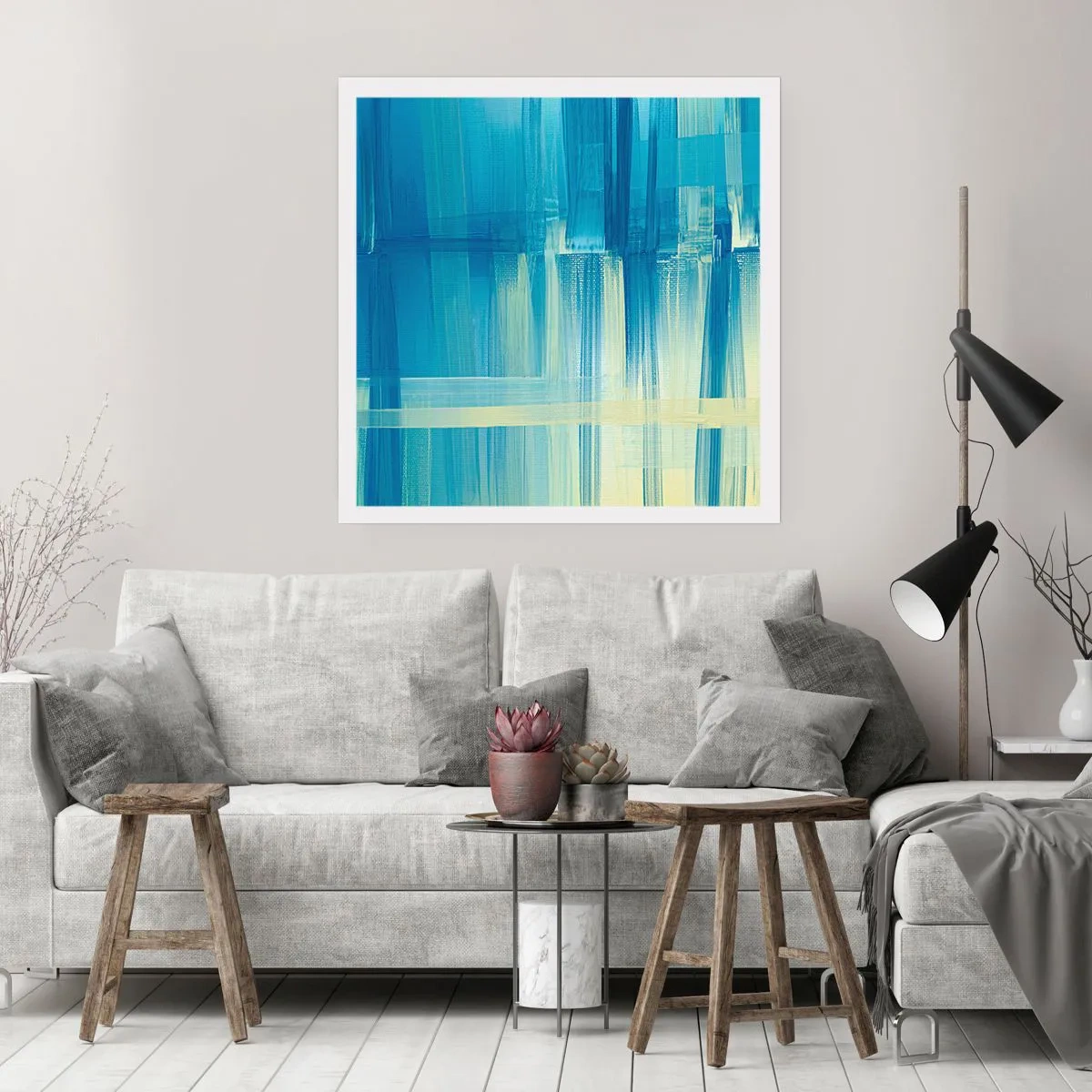 Affisch - Komposition i turkos - 40x40 cm