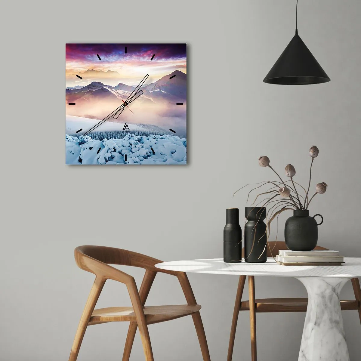 Väggklocka - Klocka på glas - Naturens styrka och renhet - 40x40 cm