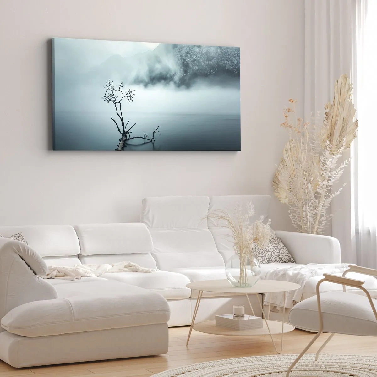 Canvastavla - Bild på duk - Ut ur vatten och dimma - 100x40 cm