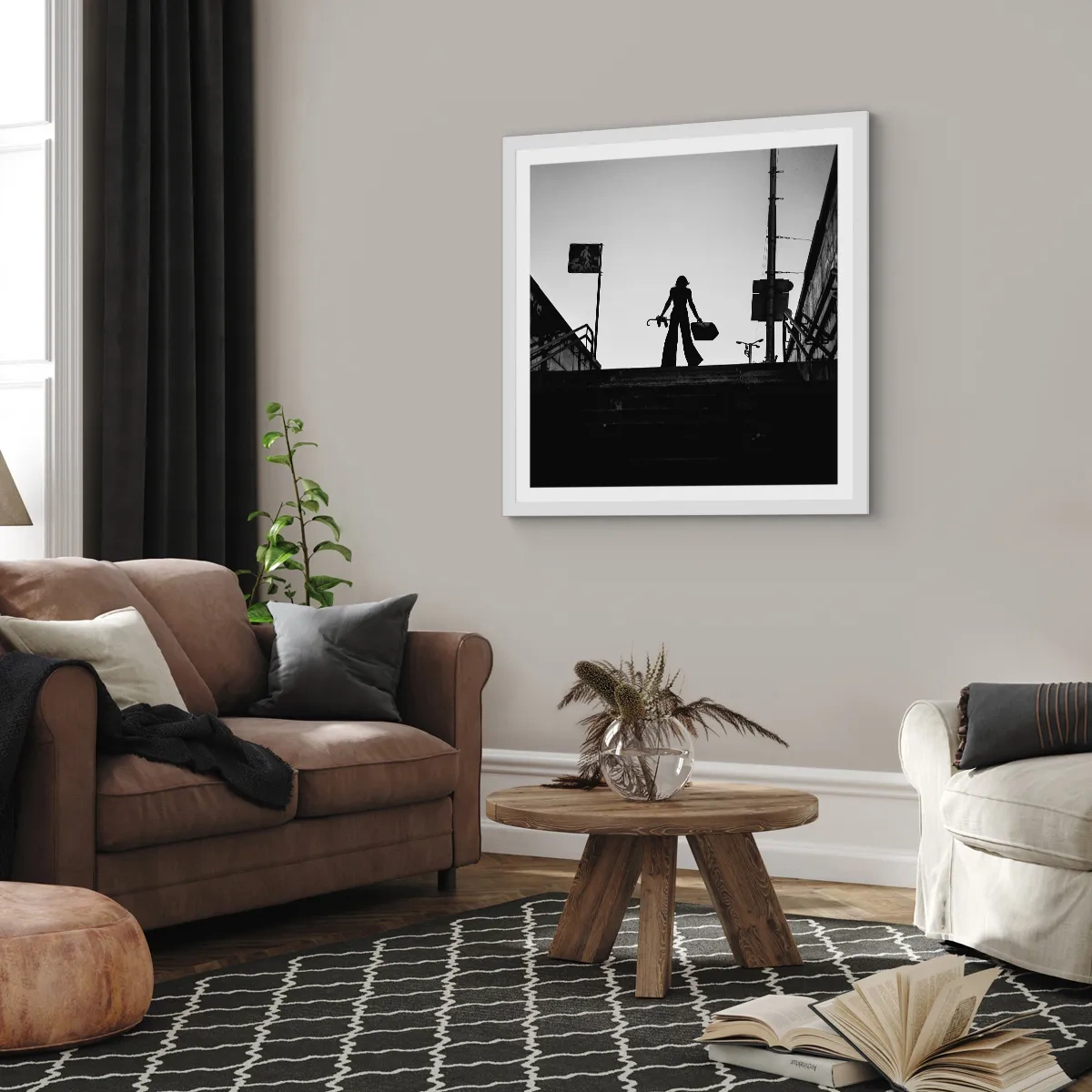 Affisch i vit ram - Stadsvandring - 60x60 cm