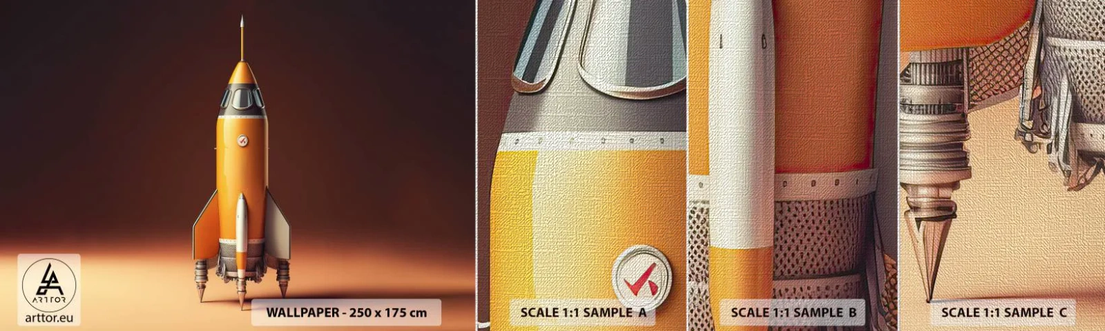 Provbit av fototapet Premium Canvas - Det börjar med en dröm - En rymdraket, Penna, Vetenskap - 100x30 cm