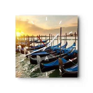 Väggklocka - Klocka på glas - Innan bullret kommer hit - 40x40 cm