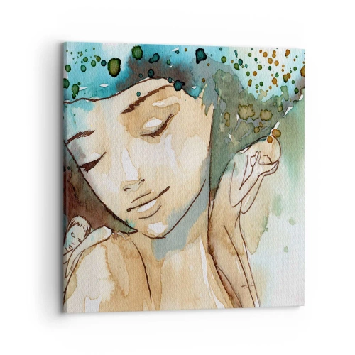 Canvastavla - Bild på duk - Lady in blue - 70x70 cm