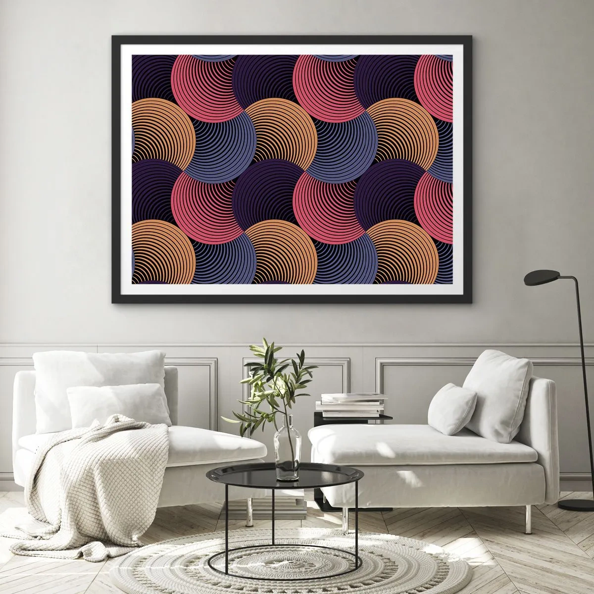 Affisch i svart ram - I en cirkulär rytm - 70x50 cm