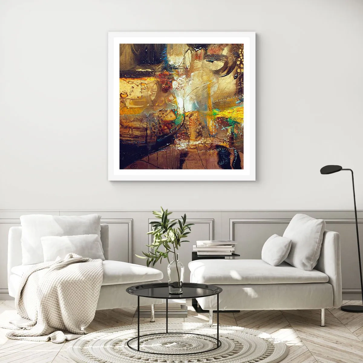 Affisch i vit ram - Kallt, varmare, hett - 60x60 cm