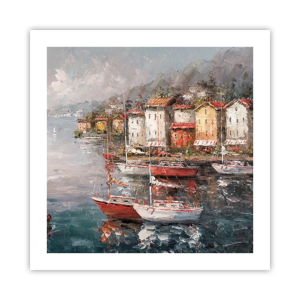 Affisch - Romantisk hamn - 50x50 cm