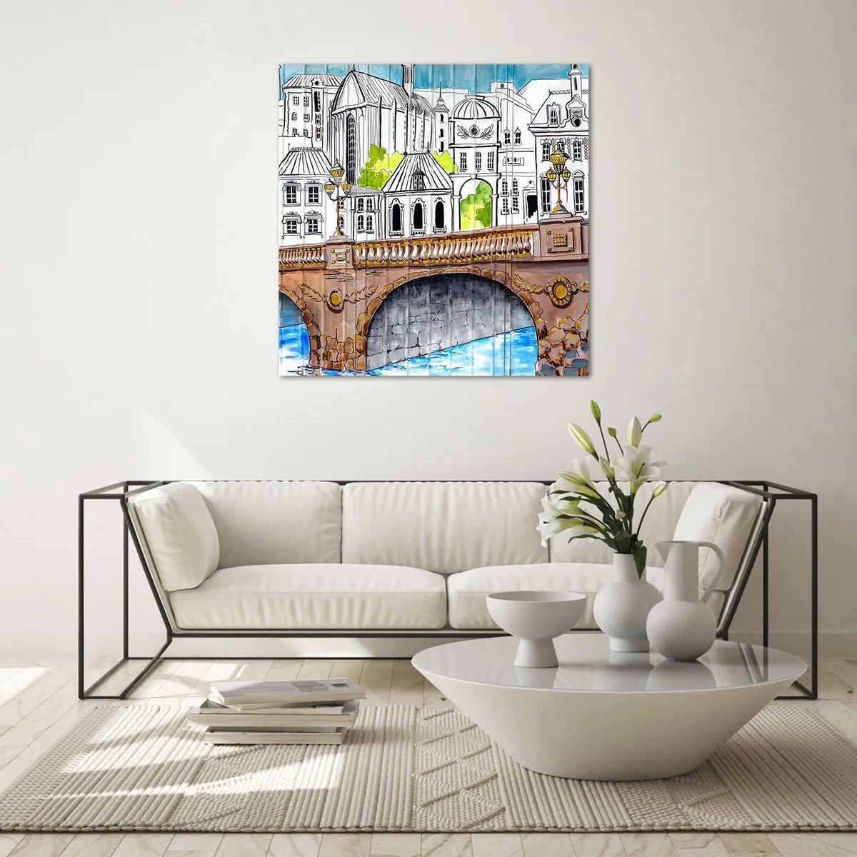 Glastavla - Bild på glas - Stad som målad - 40x40 cm