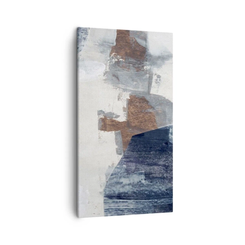 Canvastavla - Bild på duk - Blåbruna former - 45x80 cm