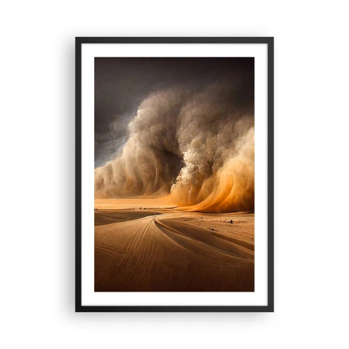 Affisch i svart ram - En kraftig sandstorm i öknen - 50x70cm - Öknens vrede - Modern väggdekoration för vardagsrum och sovrum ARTTOR