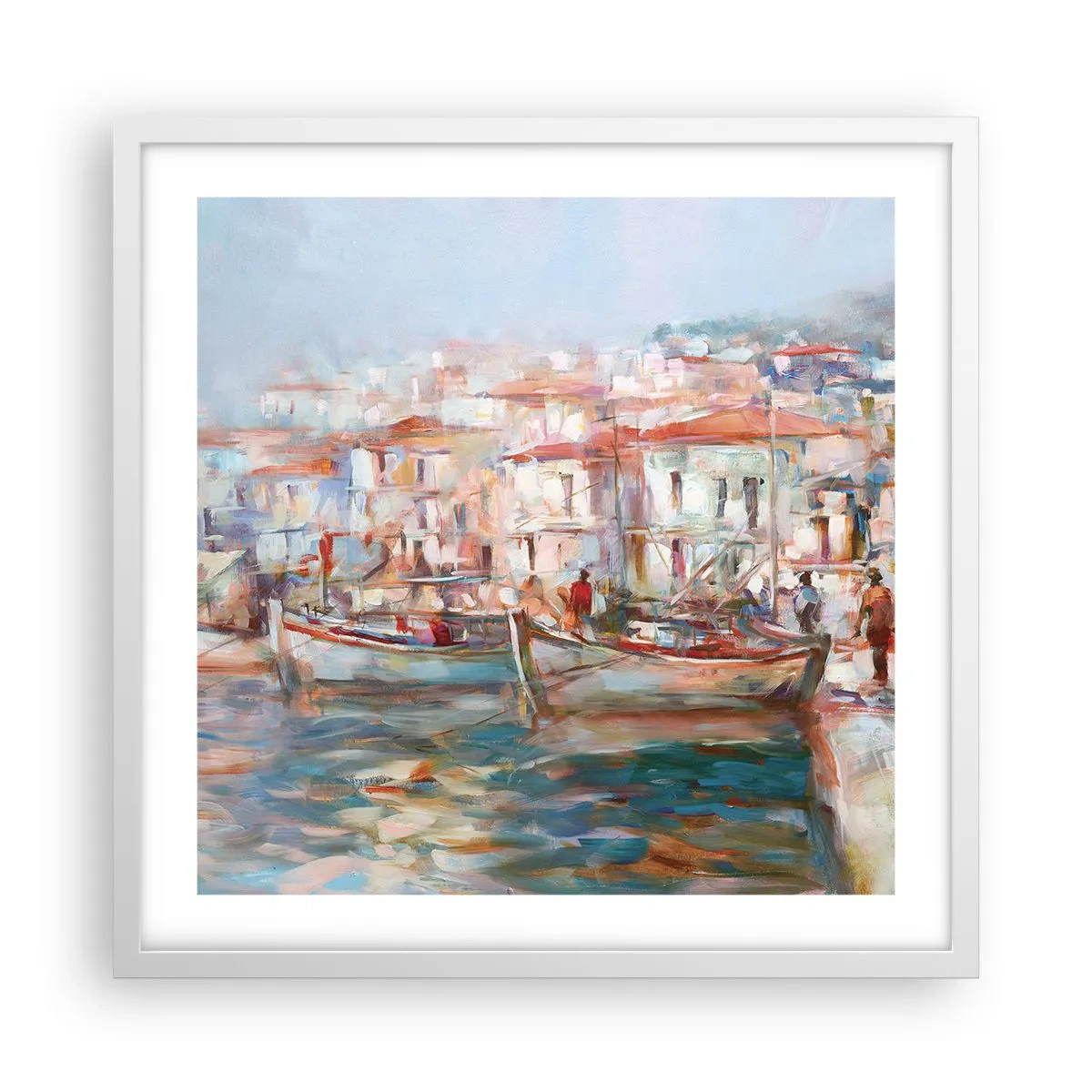 Affisch i vit ram - Pastellfärgad semester - 50x50 cm