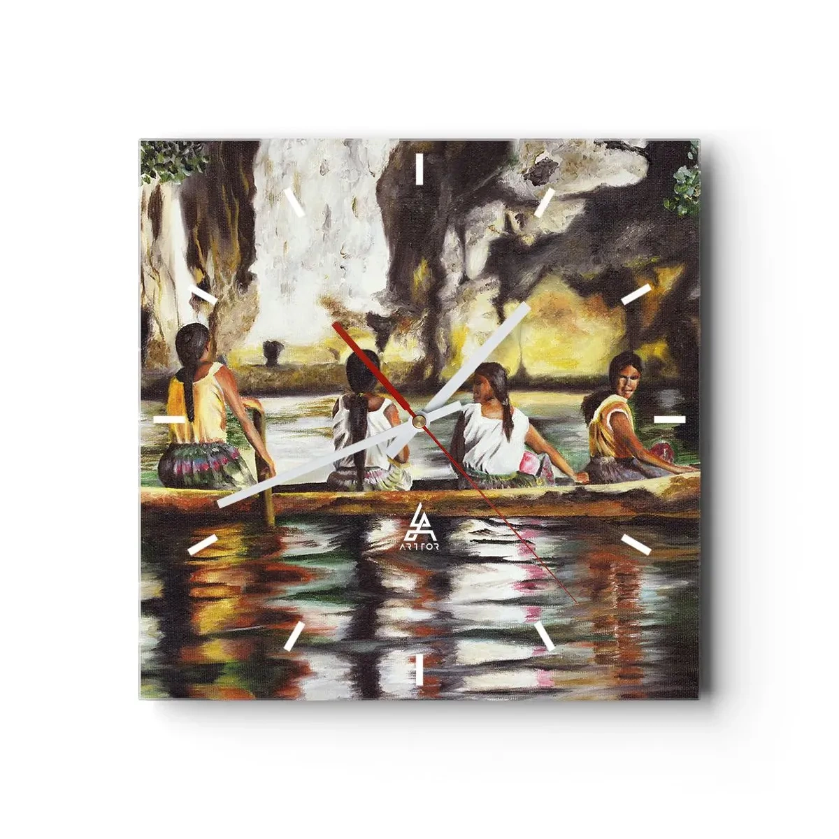 Väggklocka - Klocka på glas - I polynesiskt paradis - 40x40 cm