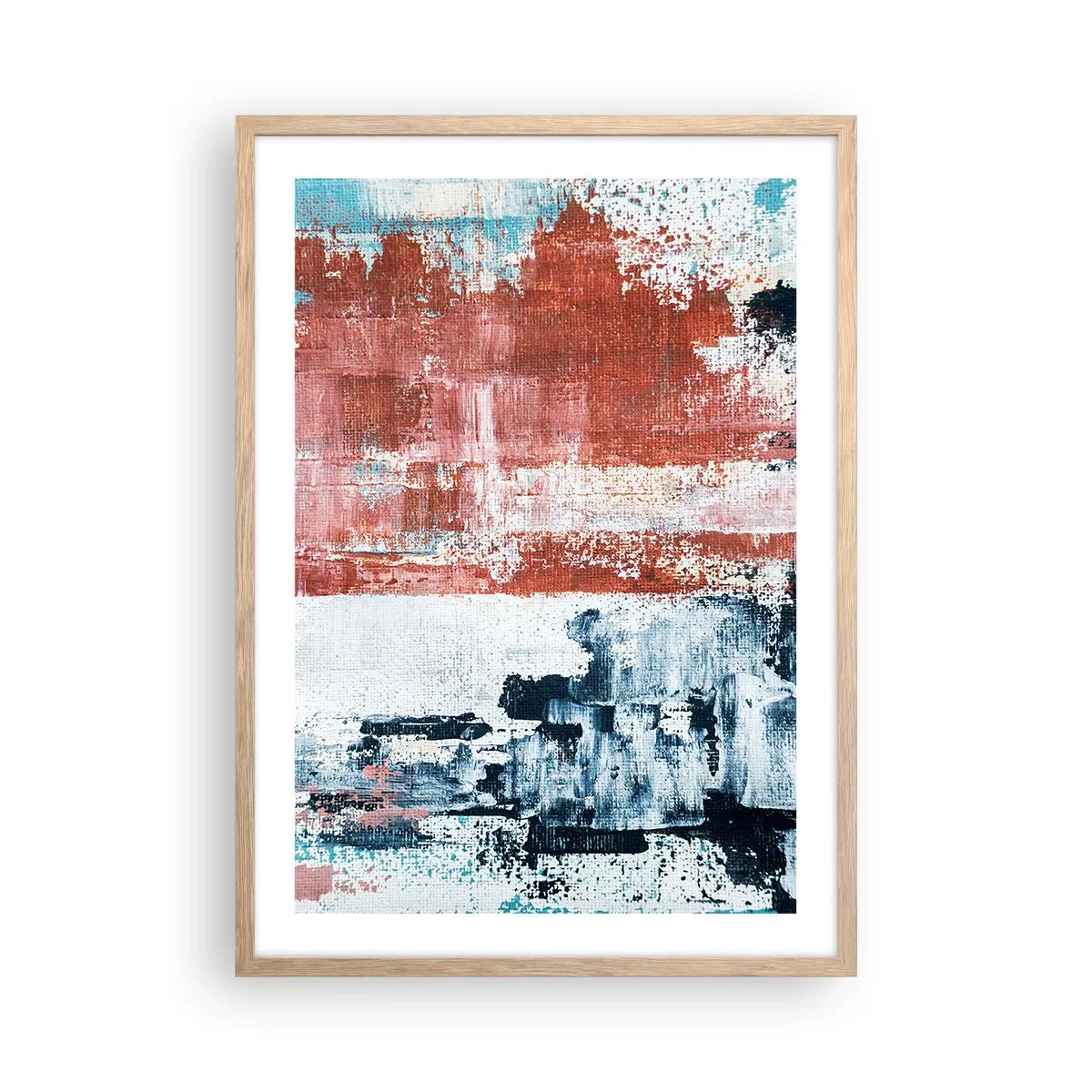 Affisch i ram av ljusek - Abstrakt halvt om halvt - 50x70 cm