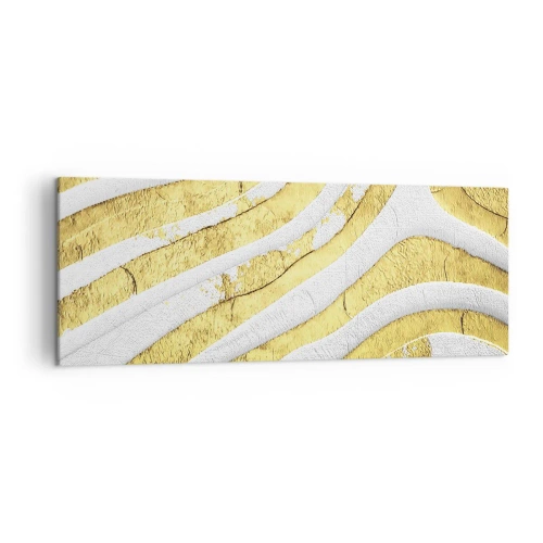 Canvastavla - Bild på duk - Komposition i vitt och guld - 140x50 cm
