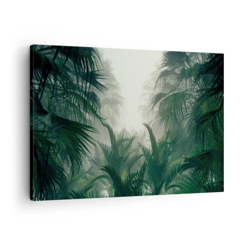 Canvastavla - Bild på duk - Tropisk vegetation i tät regnskogsdimma - 70x50cm - Tropisk hemlighet - Modern väggdekoration för vardagsrum och sovrum ARTTOR