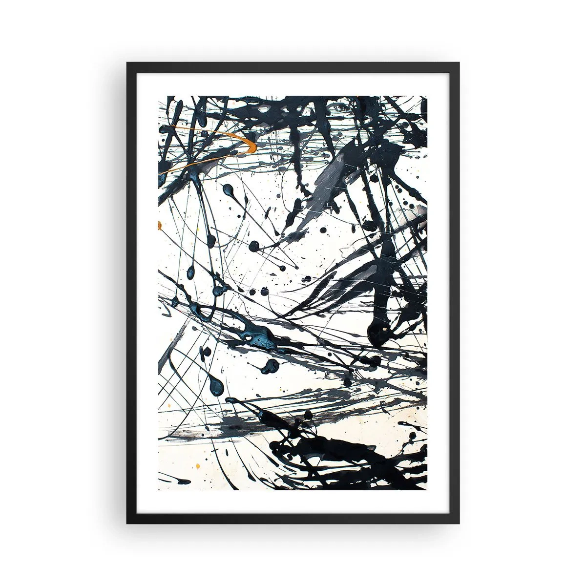 Affisch i svart ram - Uttrycksfulla abstrakta linjer på en vit bakgrund - 50x70cm - Med eller utan någon mening? - Modern väggdekoration för vardagsrum och sovrum ARTTOR