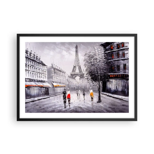 Affisch i svart ram - Promenad i Paris - 70x50 cm