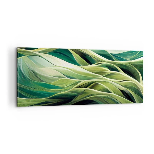 Canvastavla - Bild på duk - Ett abstrakt spel med grönt - 100x40 cm