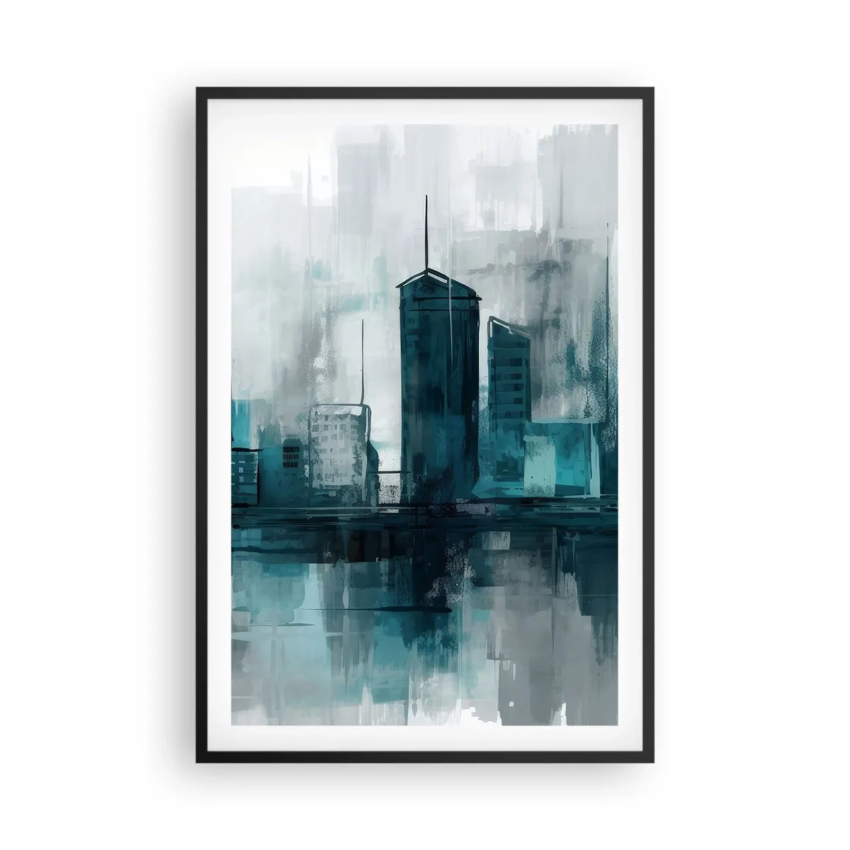 Affisch i svart ram - Regnfärgad stad - 61x91 cm