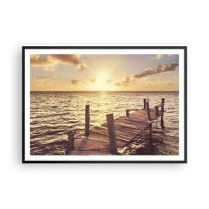 Affisch i svart ram - Gyllene mildhetslandskap - 100x70 cm