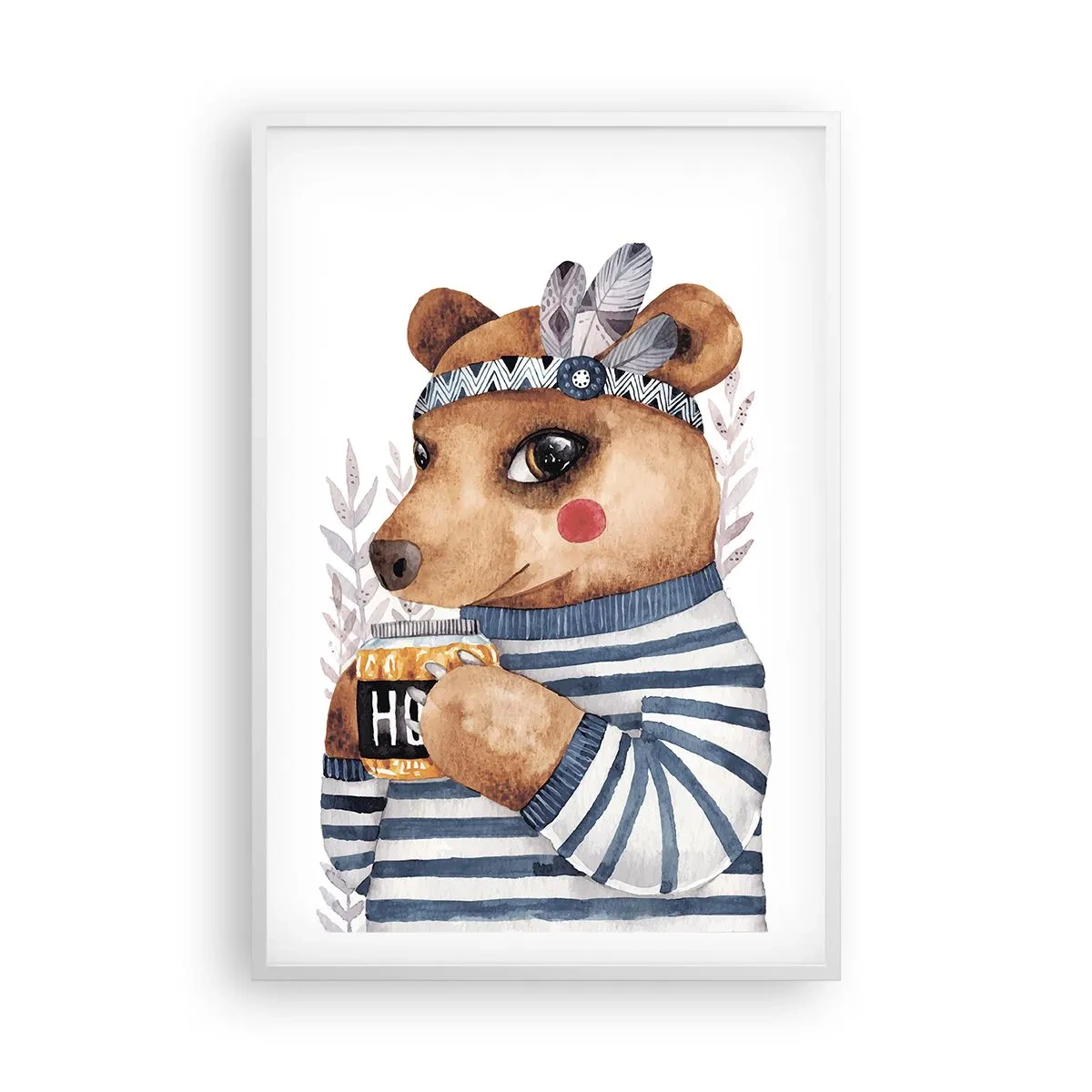 Affisch i vit ram - Söt björnfru - 61x91 cm