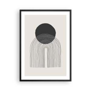 Affisch i svart ram - Minimalistiskt svartvitt cirkel- och linjemotiv - 50x70cm - Darr och säkerhet - Modern väggdekoration för vardagsrum och sovrum ARTTOR