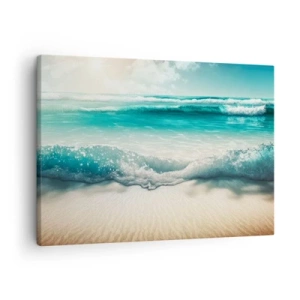 Canvastavla - Bild på duk - Havsvågor på en ljus sandstrand - 70x50cm - Lugnet i havet - Modern väggdekoration för vardagsrum och sovrum ARTTOR