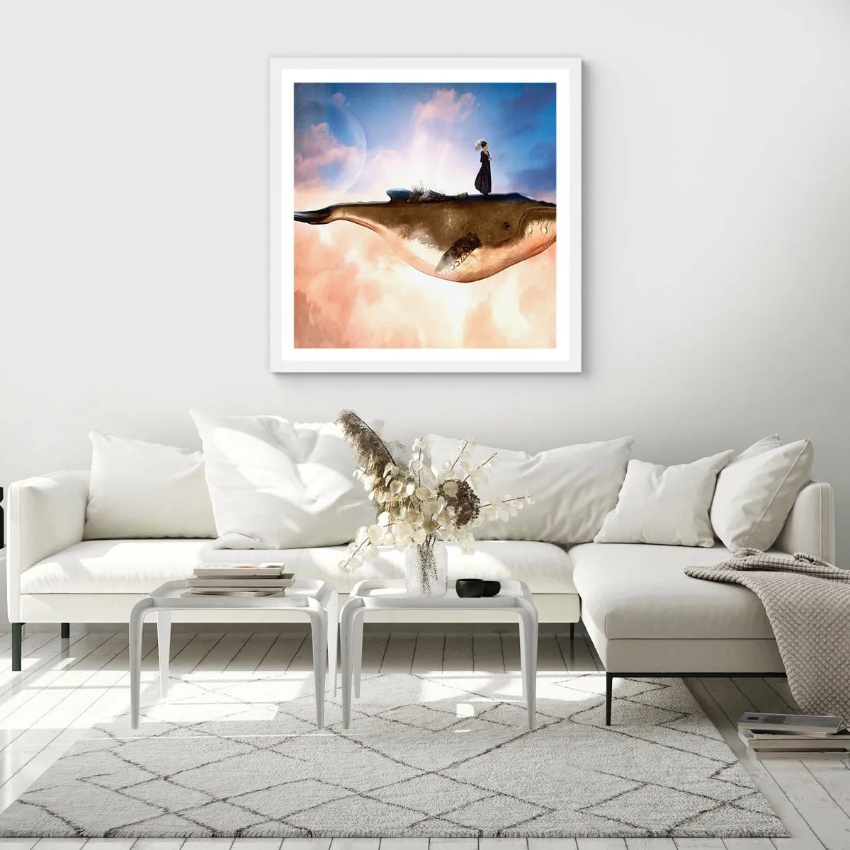 Affisch i vit ram - Överrealistisk resa - 60x60 cm