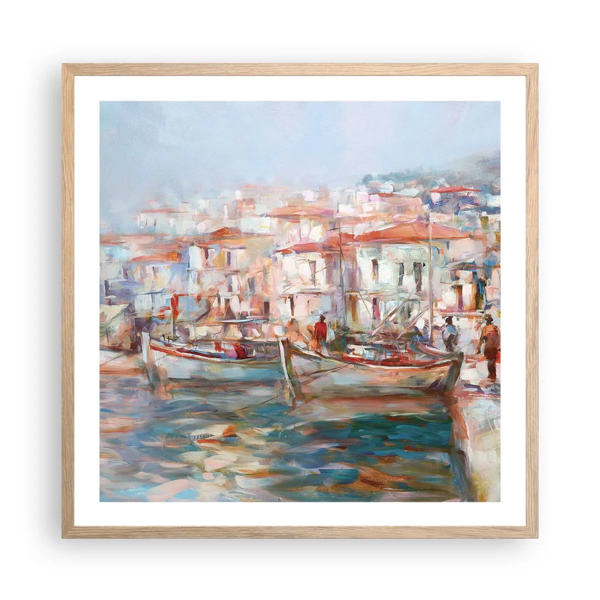 Affisch i ram av ljusek - Pastellfärgad semester - 60x60 cm