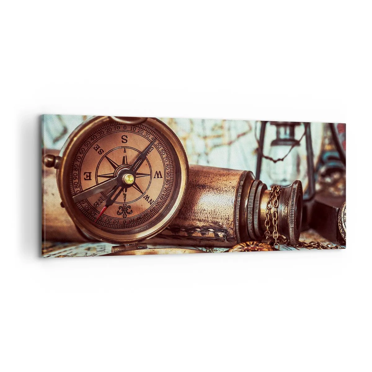 Canvastavla - Bild på duk - Piratäventyret i Karibien väntar - 100x40 cm