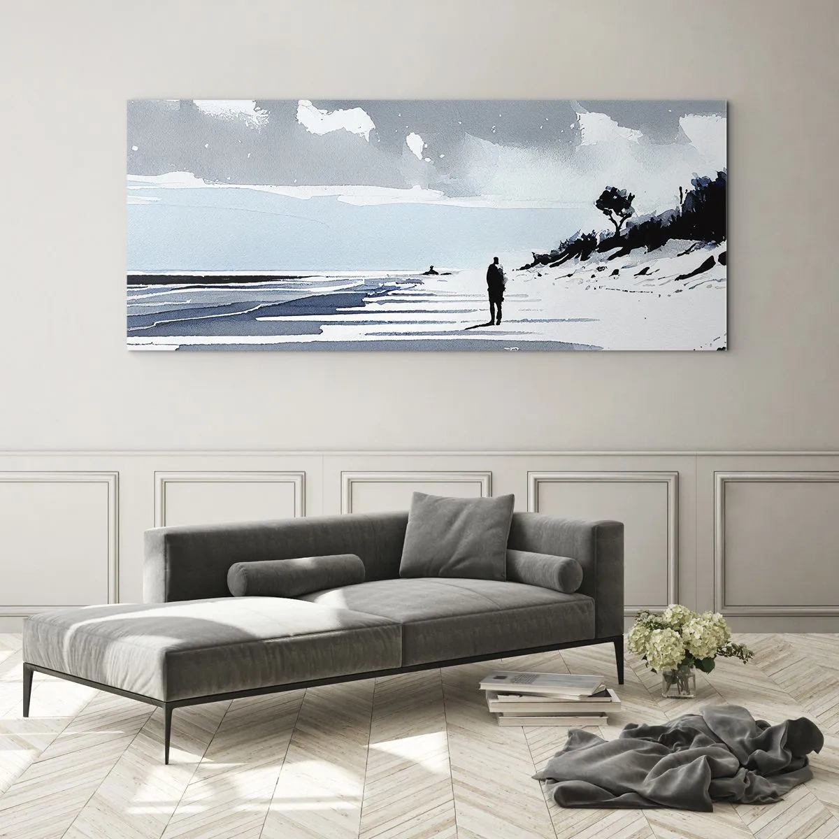 Glastavla - Bild på glas - Ensam - 100x40 cm