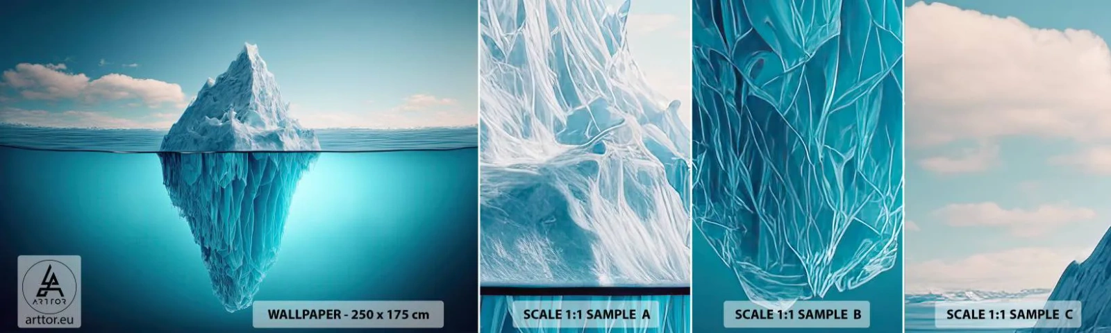 Provbit av självhäftande fototapet Deluxe Sticker - Isdrottning - Isberg, Vatten, glaciär - 100x30 cm