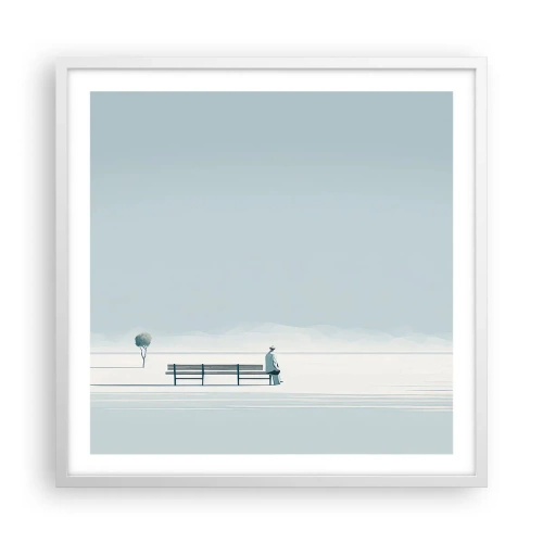 Affisch i vit ram - Ja, jag väntar. - 60x60 cm