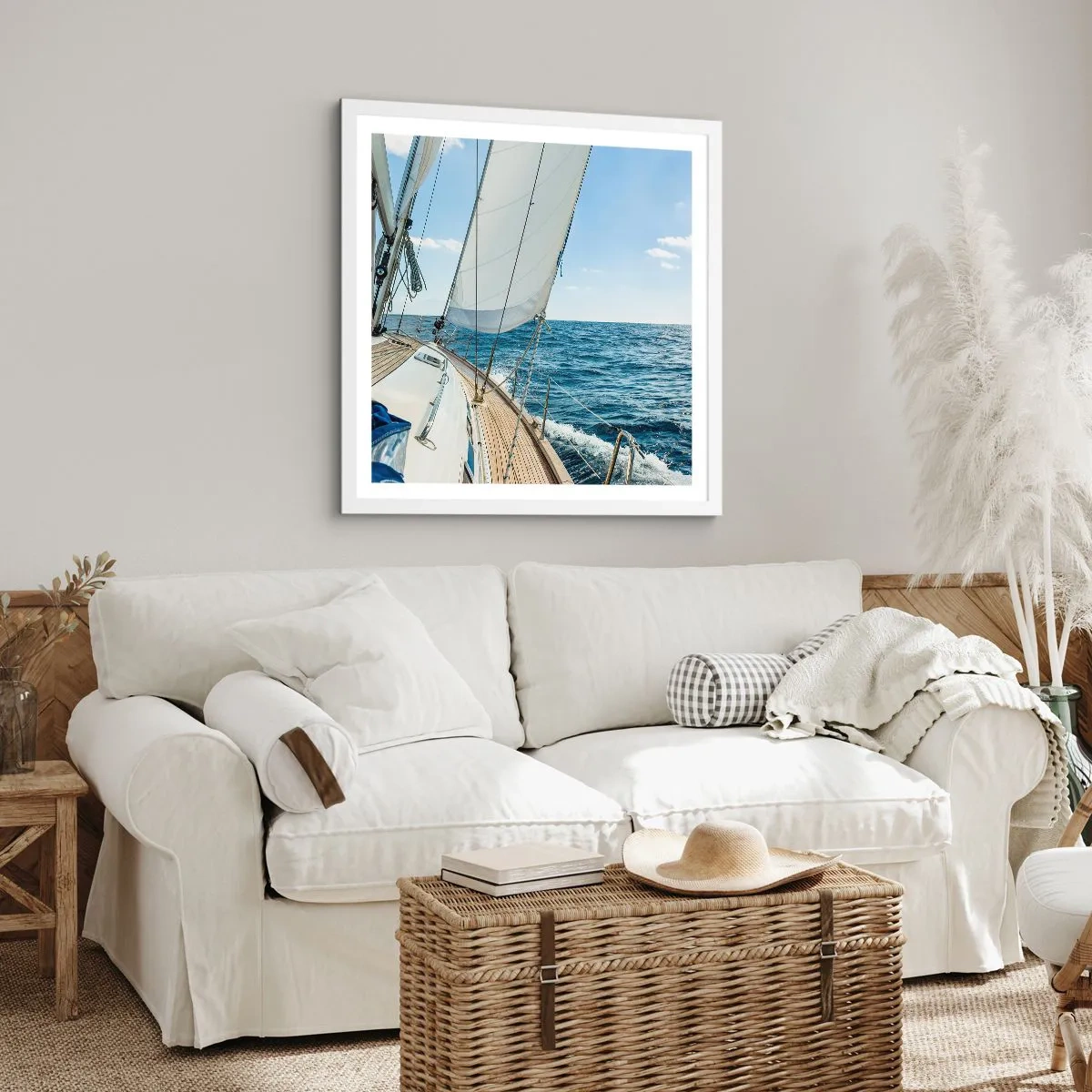 Affisch i vit ram - Heja äventyret - 40x40 cm