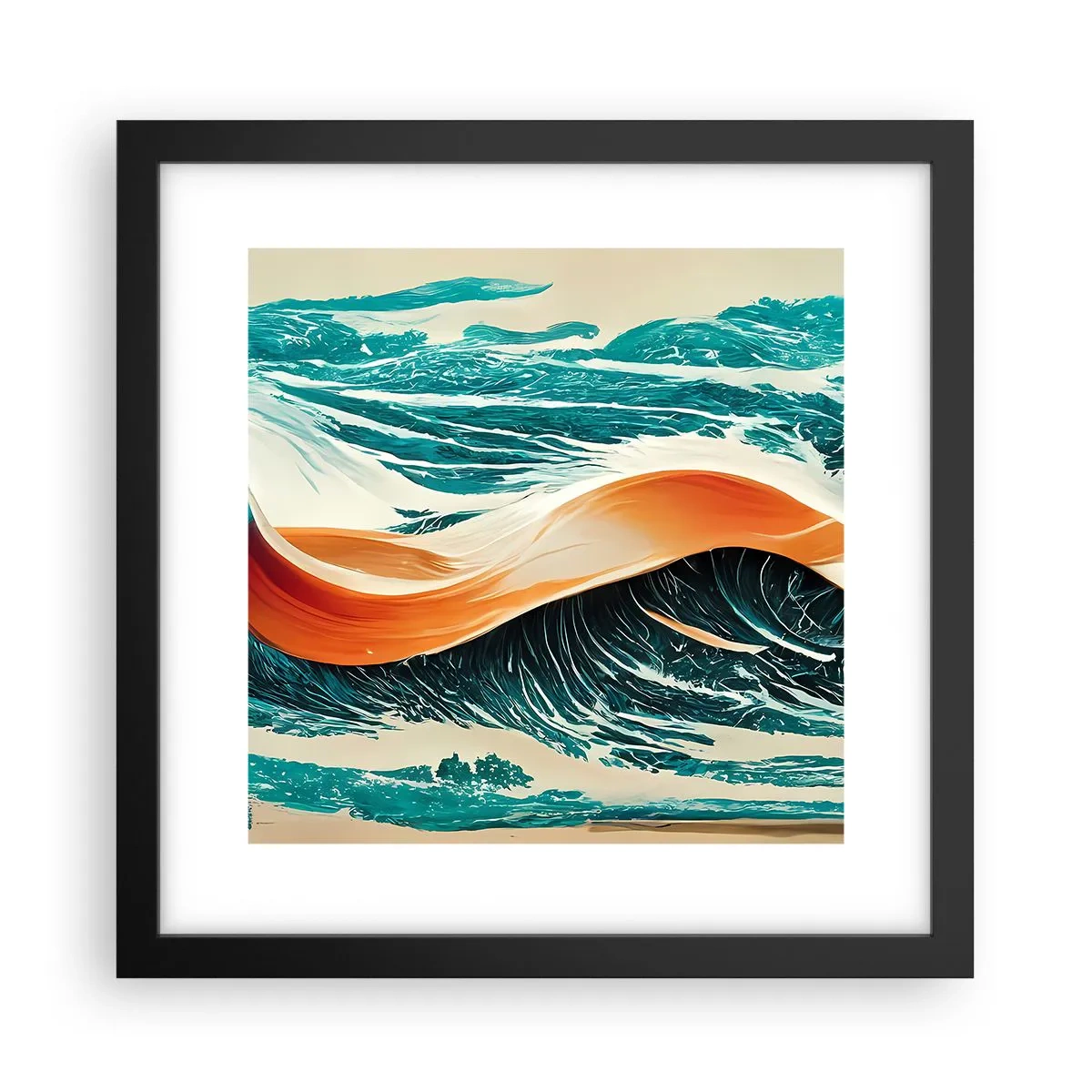 Affisch i svart ram - Surfarens dröm - 30x30 cm