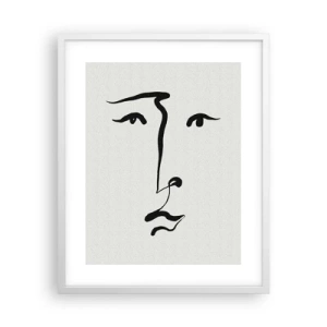 Affisch i vit ram - Porträtt med ett streck - 40x50 cm
