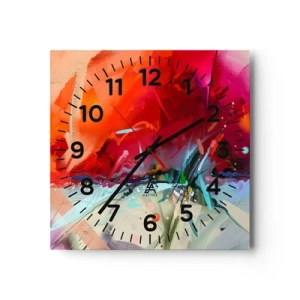 Väggklocka - Klocka på glas - Ljus- och färgexplosion - 30x30 cm