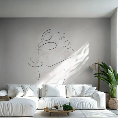 Fototapet Standard Eco - Drömmens kontur - Kvinnans ansikte, Kvinna, Grafik - 400x280 cm