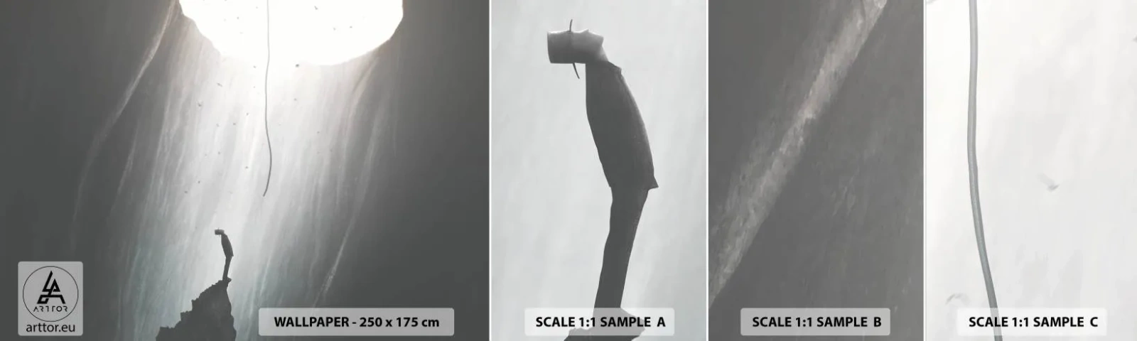 Fototapet Prov Standard Eco - Det finns alltid en väg ut - Grotta, Man, Klättrande - 100x30 cm