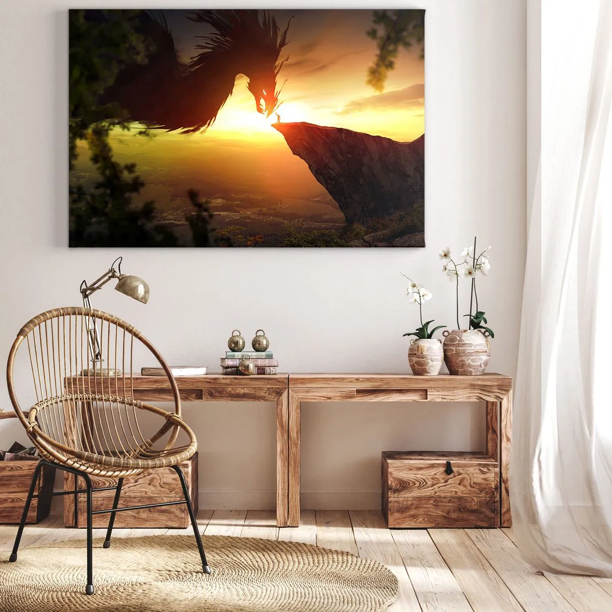 Canvastavla - Bild på duk - Drakens tämjare - 100x70 cm