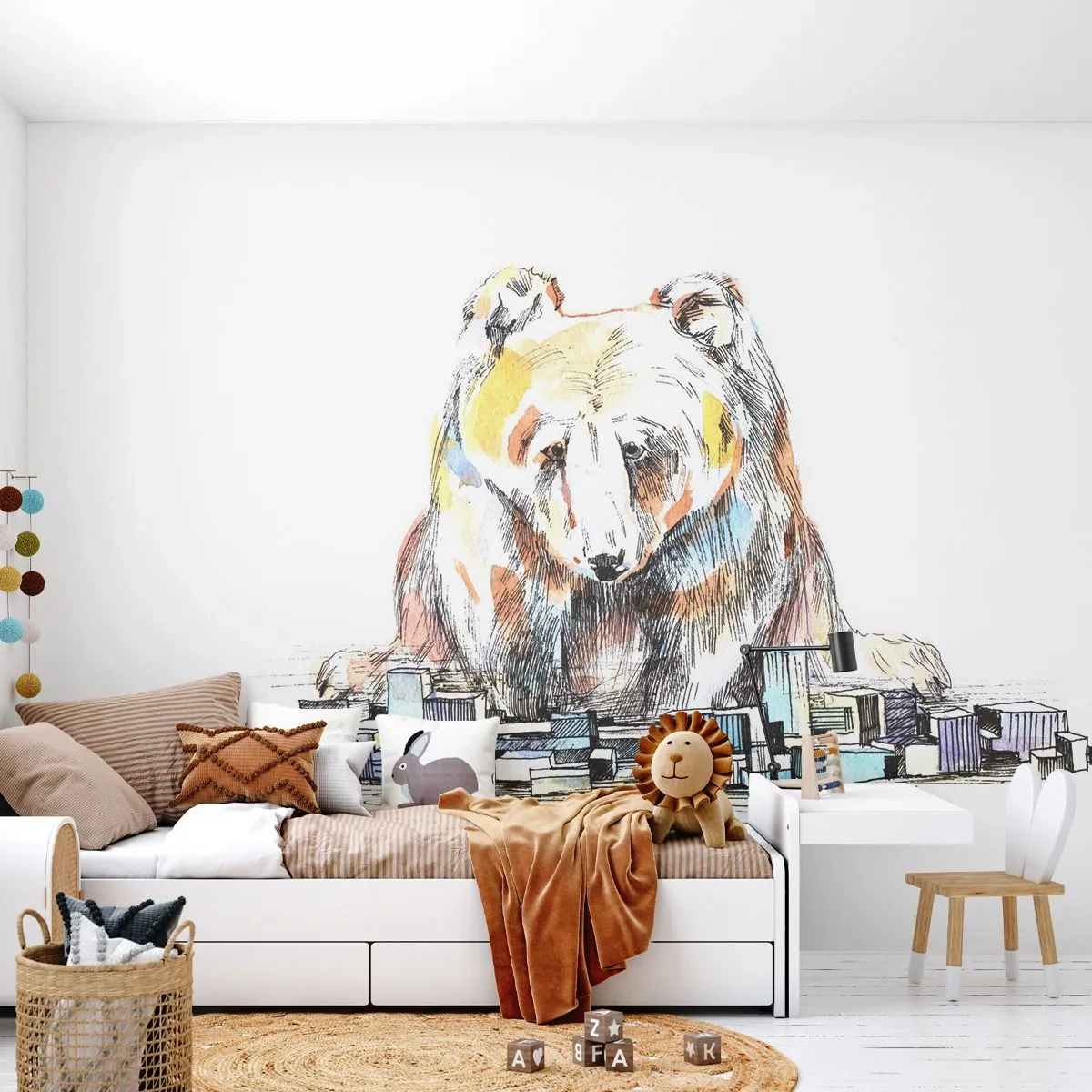Fototapet Standard Eco - Hur kan man leva på det viset? - Djur, Björn, Grafik - 450x315 cm