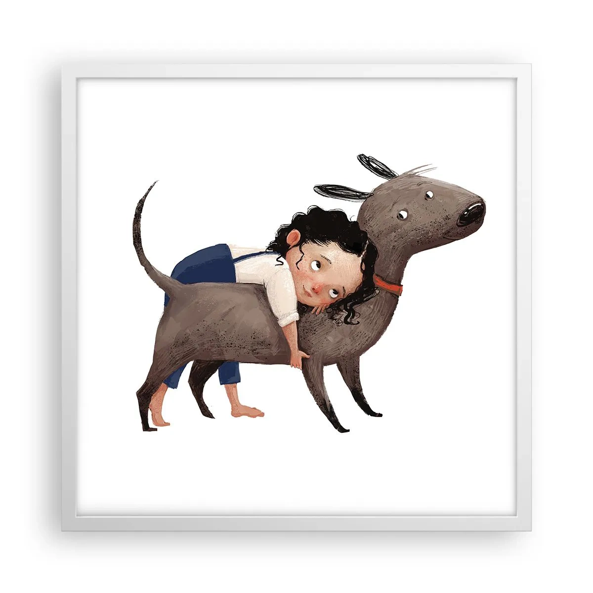 Affisch i vit ram - Bästa vänner - 50x50 cm