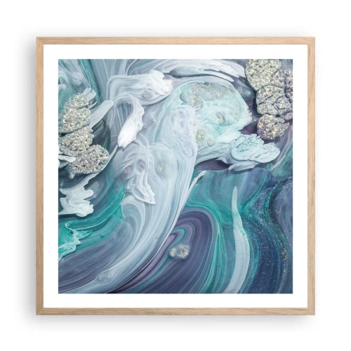 Affisch i ram av ljusek - Blåhetens strömmar - 60x60 cm