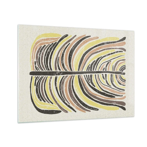Glastavla - Bild på glas - Organisk abstraktion i varma jordnära toner mot en ljus bakgrund - 70x50cm - Pulserande abstraktion - Modern väggdekoration för vardagsrum och sovrum ARTTOR