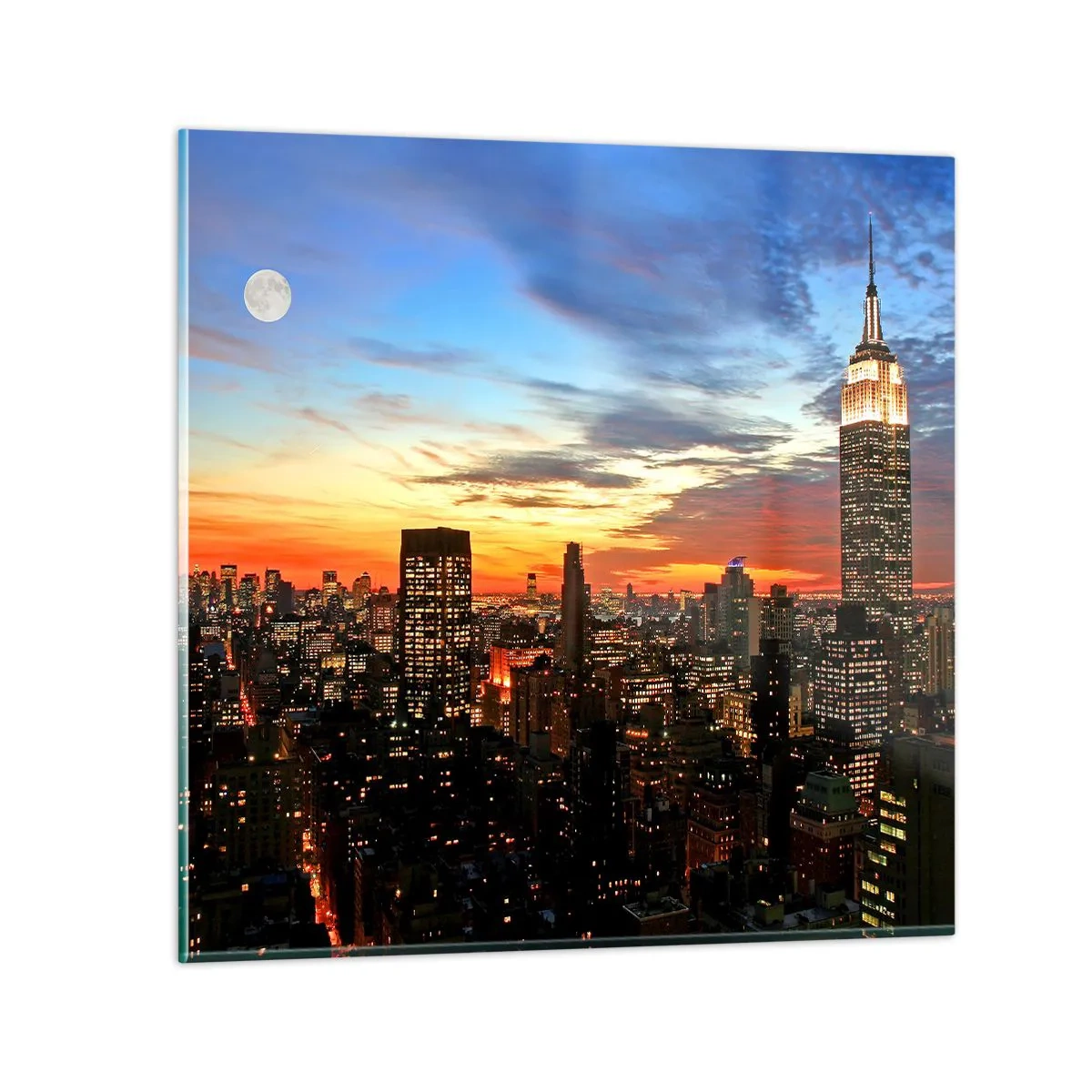 Glastavla - Bild på glas - Amerikansk ljus natt - 30x30 cm