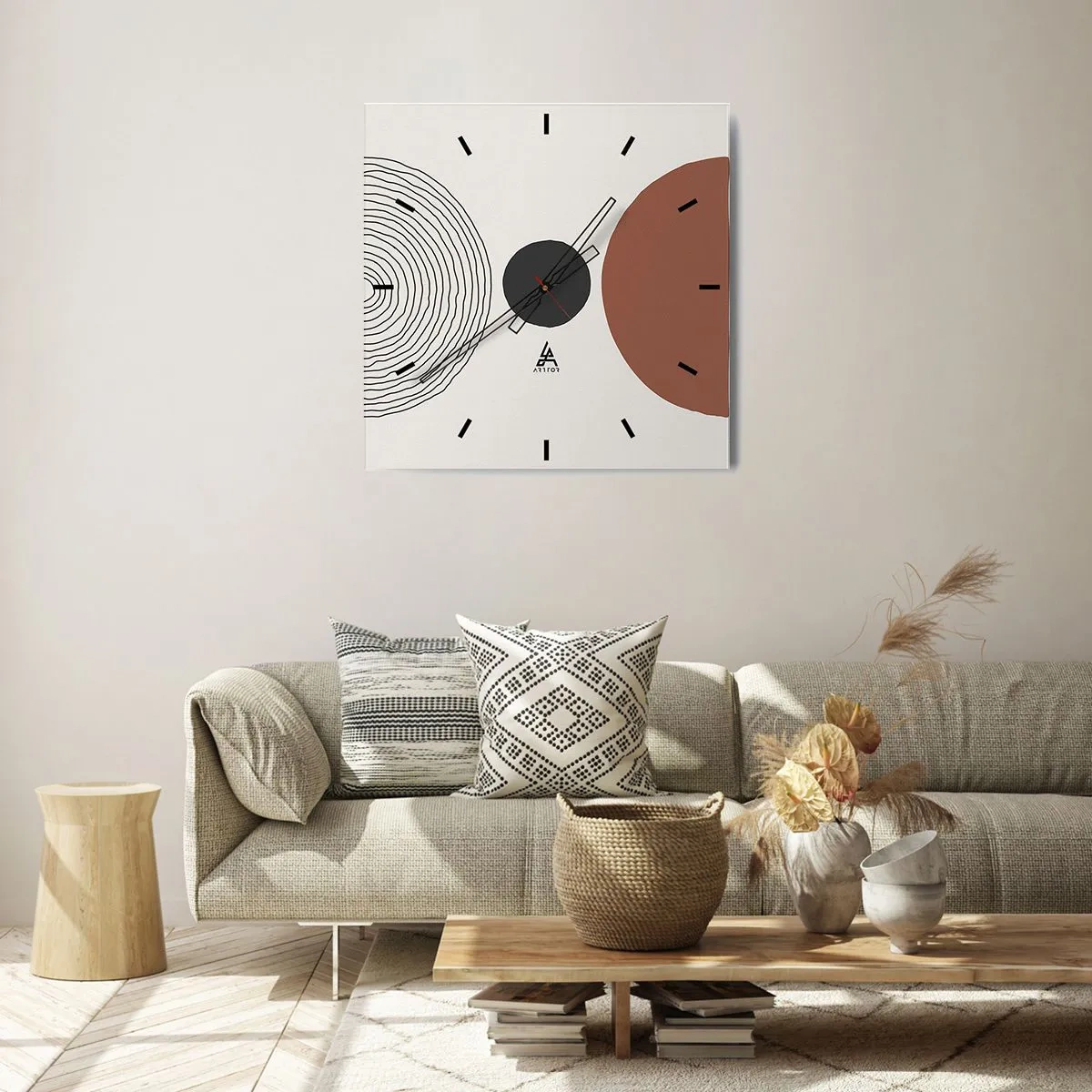 Väggklocka - Klocka på glas - I fokus - 30x30 cm