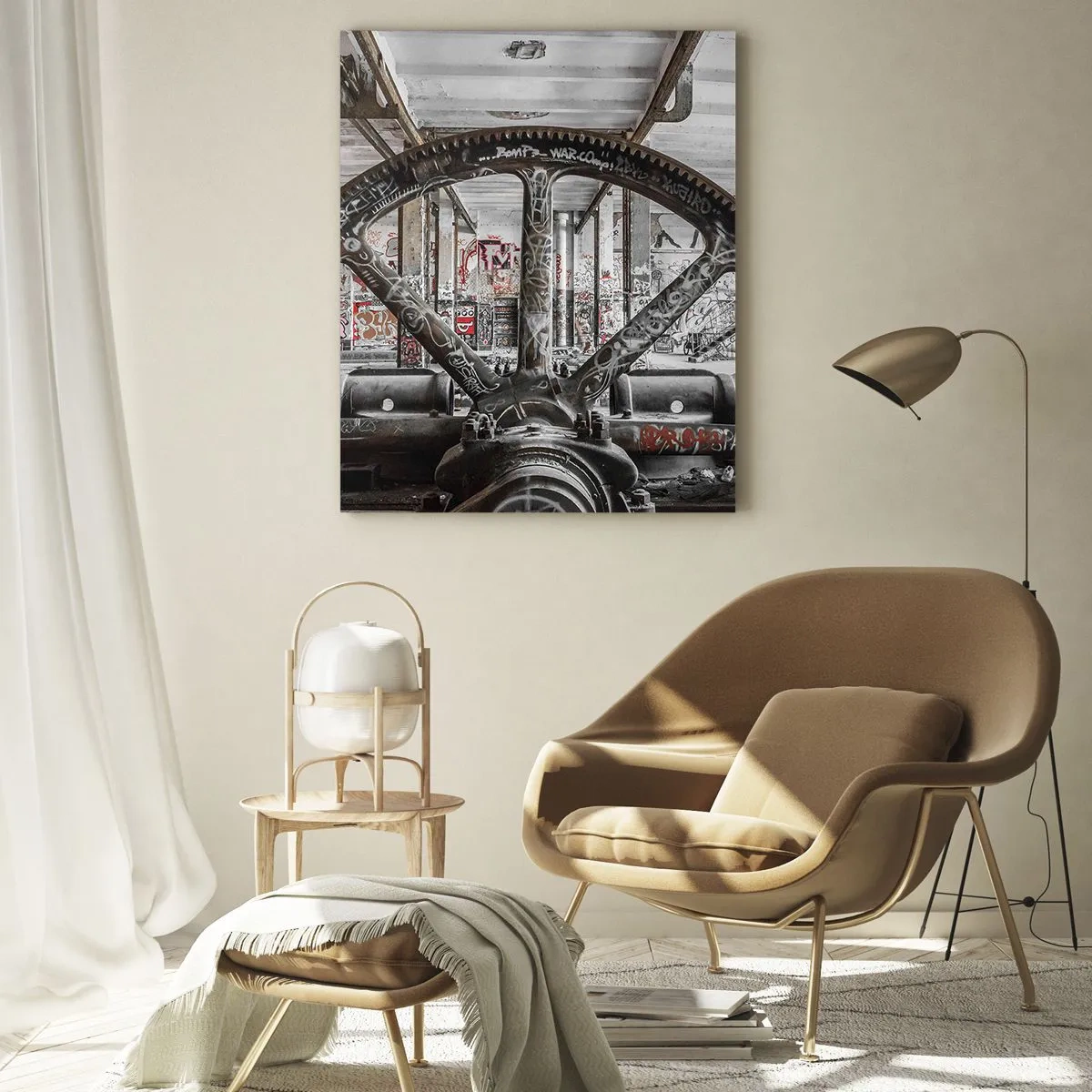 Glastavla - Bild på glas - Fabrikens hemliga liv - 50x70 cm