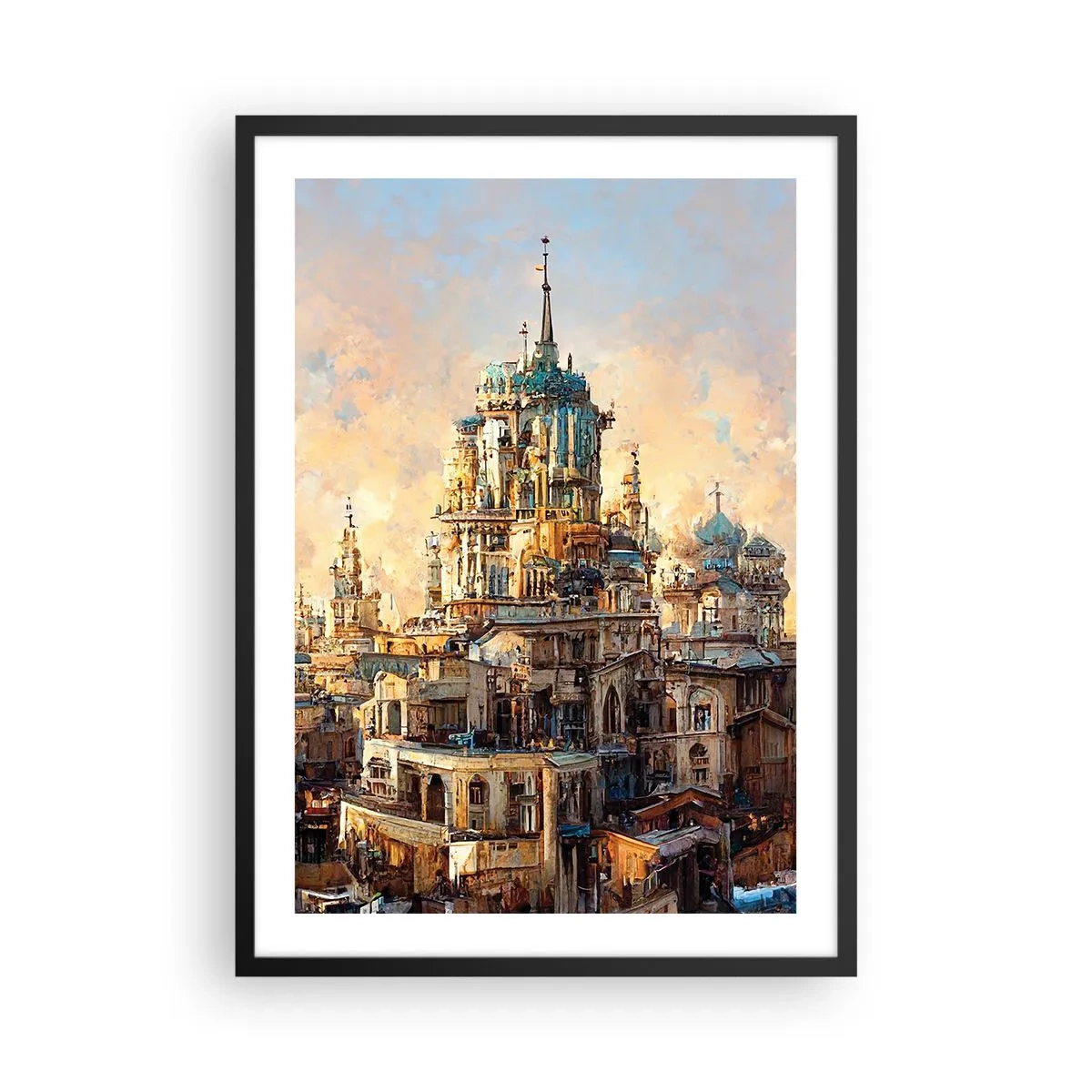 Affisch i svart ram - Monumental arkitektur i varma färger - 50x70cm - Städernas stad - Modern väggdekoration för vardagsrum och sovrum ARTTOR