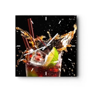 Väggklocka - Klocka på glas - Färgernas glädje och energi - 40x40 cm